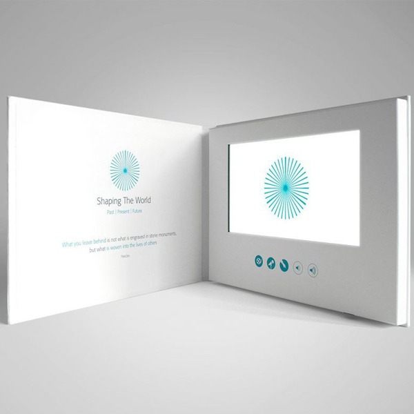 Brochure vidéo blanche élégante avec écran LCD